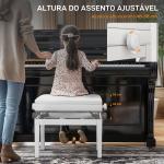 Banco de Piano com Espaço de Armazenamento e Altura Ajustável Carga 200 kg 54,5x33x48 - 58 cm Branco