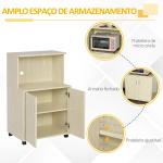 Armário Auxiliar para Microondas Armário de Cozinha Baixo com Armário de 2 Portas e Prateleira Ajustável com Rodas Carga 70 kg 60,4x40,3x97cm Carvalho