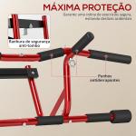 Barra de Elevação Multifuncional Barra de Elevação de Parede Carga 150 kg para Exercícios e Treino Vermelho e Preto