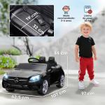 Carro Elétrico Mercedes SLC 300 12V com Controlo Remoto Faróis LED Música TF USB e Abertura da Porta 3 - 5km/h 107x62,5x44 cm Preto