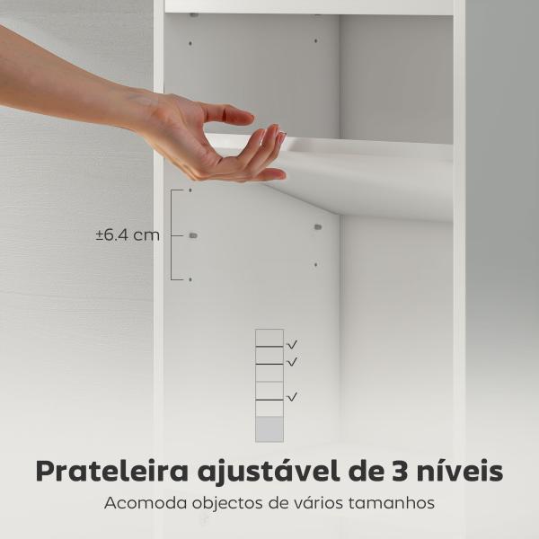 Estante de 6 Níveis Estante para Livros com Prateleiras Ajustáveis e Armário Estante Moderna 40x30x156 cm Branco