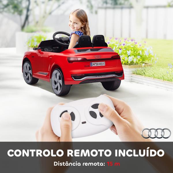 Carro Elétrico para Crianças Carro Audi Q8 Etron Sportback Infantil 12V Faróis Buzina e Música 98x49,5x43 cm Vermelho