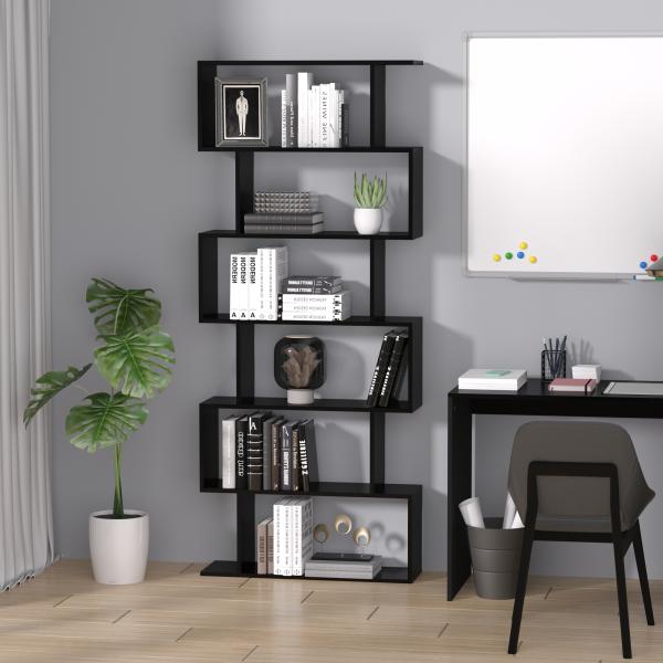 Estante Alto Livraría de 6 Estantes para Sala de Jantar Desenho Moderno 80x23x192cm Preto