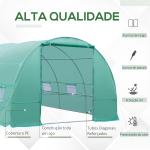 Estufa tipo Túnel 8x3x2m Aço e PE 140 g/m² Estufa para Cultivo de Plantas Tomates Verduras com 12 Janelas e Porta Enroláveis Verde