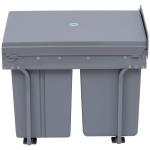Cubos de Lixo para Cozinha com 3 recipientes de Reciclagem Removíveis 1x20L e 2x10L Metal e Plástico 48x34,2x41,8cm Cinza