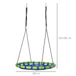 Baloiço Infantil Ninho com Altura Ajustável para Crianças de 3 - 8 Anos Carga 150 kg para Exterior Ø100x120 - 180 cm Azul