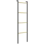 Toalheiro de 4 Níveis Toalheiro Casa de Banho com 4 Barras de Bambu e Estrutura de Aço 49x5,5x167,5 cm Preto e Madeira