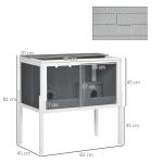 Gaiola para Hamster de Madeira com 2 Portas de Acrílico Prateleira Amovível 2 Casas 82x45x81cm Cinza e Branco