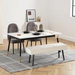 Banco de Pé de Cama Multifuncional e Moderno Banco de Dormitório com Pés de Aço e Assento Acolchoado 100x36x45 cm Creme