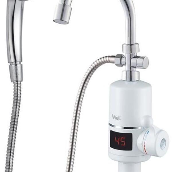 Torneira Elétrica de Lavatório Drizzle 3300W 220V IPX4 c/ Chuveiro (Água Quente 30~60ºC) - WELL