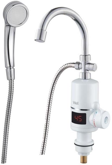 Torneira Elétrica de Lavatório Drizzle 3300W 220V IPX4 c/ Chuveiro (Água Quente 30~60ºC) - WELL