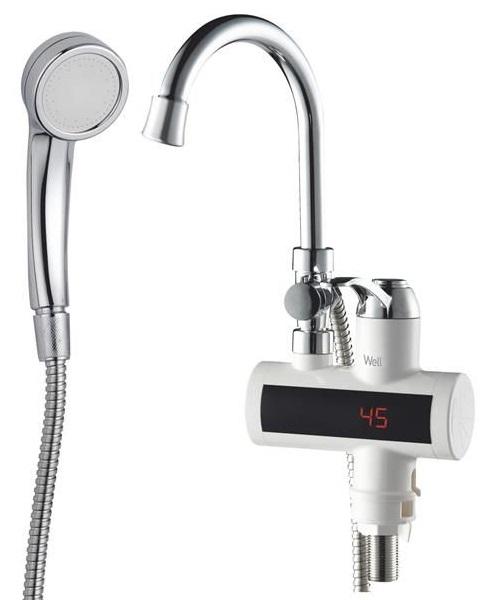 Torneira Eléctrica de Lavatório Sprinkle 3300W 220V IPX4 c/ Chuveiro (Água Quente 30~60ºC) - WELL