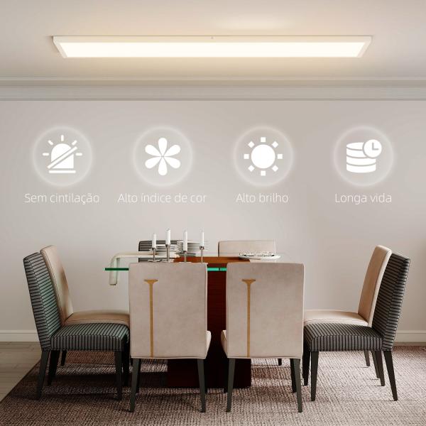 Conjunto de 4 Candeeiros de Teto Reguláveis em Cor com Interruptor DIP e de Parede 3000K/4000K/6000K 120x30x3,7 cm Branco