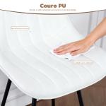 Conjunto de 2 Bancos de Bar Giratórios com Encosto Curvado e Apoio para os Pés Estofados em PU 47x54,5x97,5 cm Branco