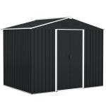 Abrigo de Jardim de 3,6 m² 236x174x190 cm para Armazenamento de Ferramentas com Portas de Correr e 4 Janelas de Ventilação Cinza