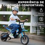 Mota Elétrica Infantil 24V 250W com Velocidade de 6 - 16 km/h Rodas Insufláveis de 30,5 cm e Suspensão para Crianças de 8 - 12 Anos Azul 119x64x76,5 cm