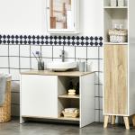 Móvel para Lavatório Pousar Móvel Casa de Banho Moderno com Prateleiras Abertas e Armário 77x45x60 cm Branco e