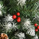Árvore de Natal Artificial 180 cm Ignífugo com 618 Ramos 34 Bagas 30 Pinhas Folhas de PVC e Suporte Metálico Ø65x180cm Verde