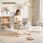 Poltrona de Sala Moderna com Encosto Alto Acolchoado Estrutura de Madeira e Estofada em Veludo 67x83x105 cm Creme