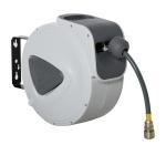 Carretel de Mangueira de Ar Comprimido Automático de 15m Conector de 1/4'' BSP com Suporte para Parede Giratório 180° Diámetro Interno 3/8'' (9,5x15 mm) Cinza