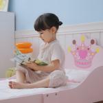Cama Infantil +3 Anos 143x73x60 cm com Estampado Coroa Carga 50 kg para Quarto Rosa