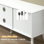 Móvel de TV para Televisores de até 50 Polegadas Móvel de Sala de Estar Moderno com 2 Gavetas de Tecido 2 Prateleiras Abertas e Orifício Passa Cabos 110x29x46,5cm Branco e Cinza