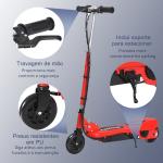 Trotinete Elétrica para Crianças + 7 Anos trotinete Dobrável com Altura Ajustável Bateria Recarregável 24V Velocidade até 12 km/h e Carga 50 kg 74x36x73 - 91 cm Vermelho