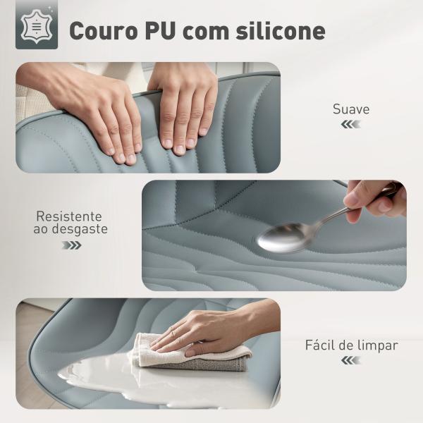Conjunto de 2 Bancos de Bar Bancos Altos de Cozinha Giratórios com Altura Ajustável e Couro Sintético 47,5x54x92 - 110 cm Cinzento