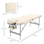 Marquesa de Massagem Dobrável com Altura Ajustável 7 Níveis Apoio de Cabeça e Apoio de Braços 185x70x58 - 82 cm Bege