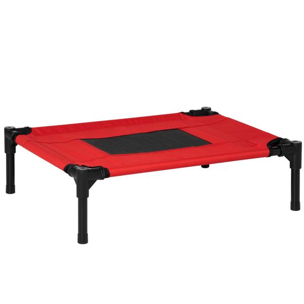 Cama para Animais de Estimação Cama Elevada para Cães Gatos Portátil Tecido Transpirável para Exterior Interior 64x46x18cm Vermelho