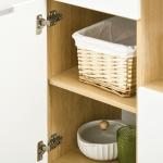 Armário de Cozinha com 3 Portas Gaveta Prateleira Ajustável Bancada para Micro - Ondas e Suporte para Panos 93x40x180 cm Madeira e Branco