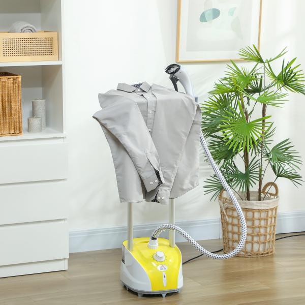 Ferro de Engomar a Vapor 1800W Temperatura Ajustável 11 Níveis Depósito de 2 L Aquecimento em 38s 35x25x47 - 118,5 cm Amarelo
