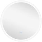 Espelho Casa de Banho Redondo com Luzes LED 70x70 cm Função Antiembaciamento 3 Luzes Função de Memória e Interruptor Tátil Prata