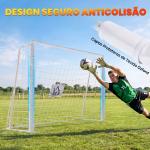 Baliza de Futebol com Suporte de Metal e Rede para Treino e Diversão de Futebol no Jardim Ar Livre 186x62x123 cm Branco