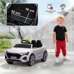 Carro Elétrico para Crianças Carro Audi Q8 Etron Sportback Infantil 12V Faróis Buzina e Música 98x49,5x43 cm Branco