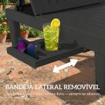 Conjunto de 2 Espreguiçadeiras Reclináveis em Plástico PP com Bandeja Lateral e Encosto Ajustável 5 Níveis 192x57x28,5 cm Preto