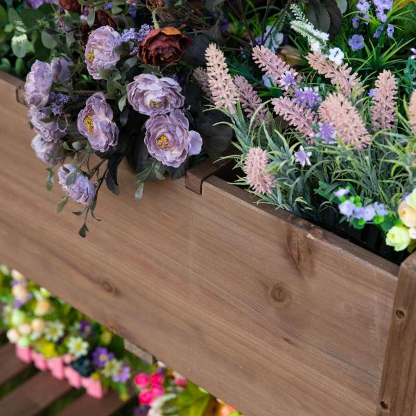 Horta Vertical com Prateleira Horta Elevada de Madeira Maciça para Cultivo de Flores Verduras Ervas 123x54x74cm Marrom