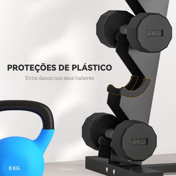 Suporte para Halteres de 5 Níveis Suporte de Armazenamento para Halteres de Aço para Treinamento 35x33x66 cm Preto