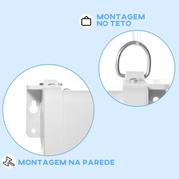 Tela de Projeção Manual 80 polegadas Formato 16:9 com Altura Ajustável para Interior e Exterior 187x8x150 cm Branco