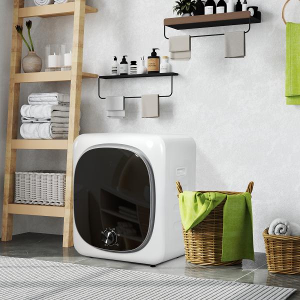 Máquina de Secar Roupa 4 kg 800W com Função Anti - Vincos Esterilização 5 Programas Carga Frontal 48x40x56 cm Branco
