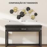 Decoração de Parede em Metal com Forma de Flor de Lótus Adorno para Sala Moderna Decoração 84x35 cm Dourado e Preto