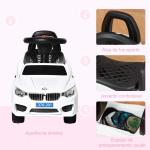 Carro Andador para Crianças de 18 - 36 Meses com Faróis Música Buzina Volante Compartimento de Armazenamento e Alça para Empurrar 63,5x28x36 Branco