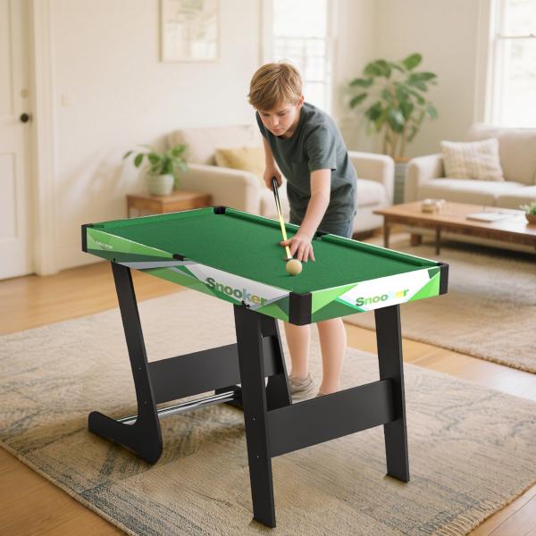 Mesa de Bilhar Dobrável com Acessórios Inclui 16 Bolas 2 Tacos Giz Triângulo e Escova 104x55,5x68 cm Verde