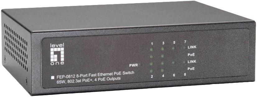 Switch 8 Portas 10/100Mbps FEP - 0812 (Preto) - LEVEL ONE