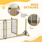 Barreira de Segurança para Cães Extensível de 2 Painéis e Pés de Apoio Triangular 112 - 159x44x70 cm Madeira