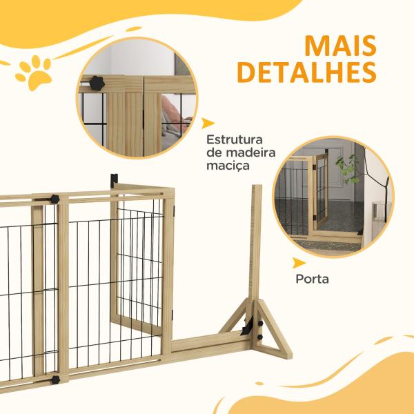 Barreira de Segurança para Cães Extensível de 2 Painéis e Pés de Apoio Triangular 112 - 159x44x70 cm Madeira