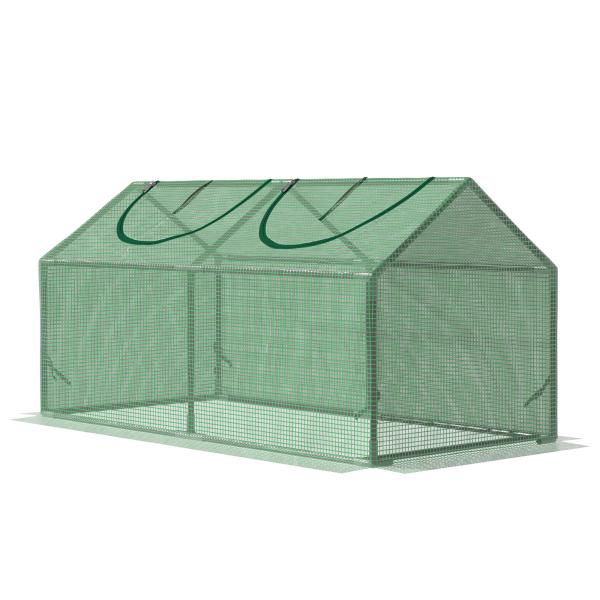 Estufa 119x60x60cm Estufa de Jardim com 2 Janelas Enroláveis para Cultivo de Plantas Verduras Flores Verde Translúcido