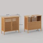 Móvel para Lavatório Pousar de Bambu com 2 Portas Armário Casa de Banho de Chão 66x29x61,5cm Madeira