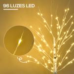 Árvore de Bétula com 96 Luzes LED IP44 Branco Quente Ramos Flexíveis Árvore de Decoração 22x22x150cm Branco