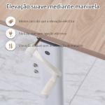 Secretária de Pé com Altura Ajustável a Manivela e Bancada de Carbono Secretária Elevatória para Escritório Estúdio Sala de Estar Carga Máxima 150kg 120x60x72 - 117cm Madeira e Branco